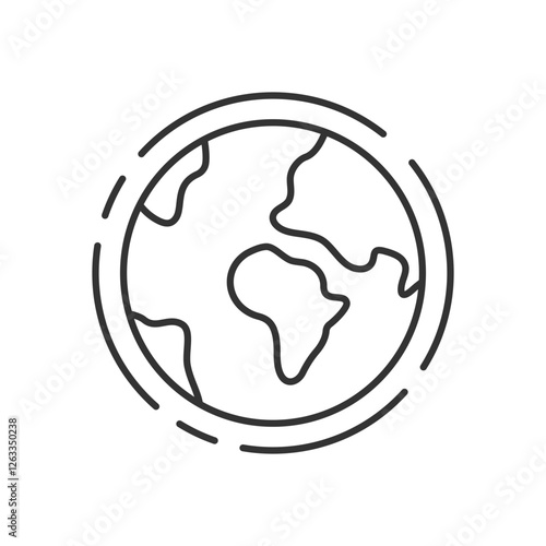 World Environment Line Icon. Earth Planet Outline Icon. Editable Stroke. Isolated Vector Illustration