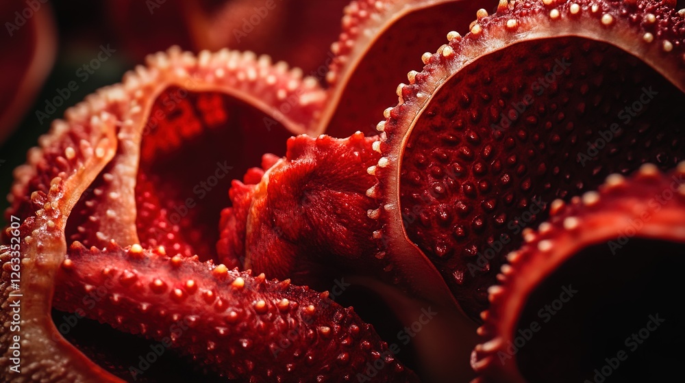 Obraz premium Red textured organic form close up detail