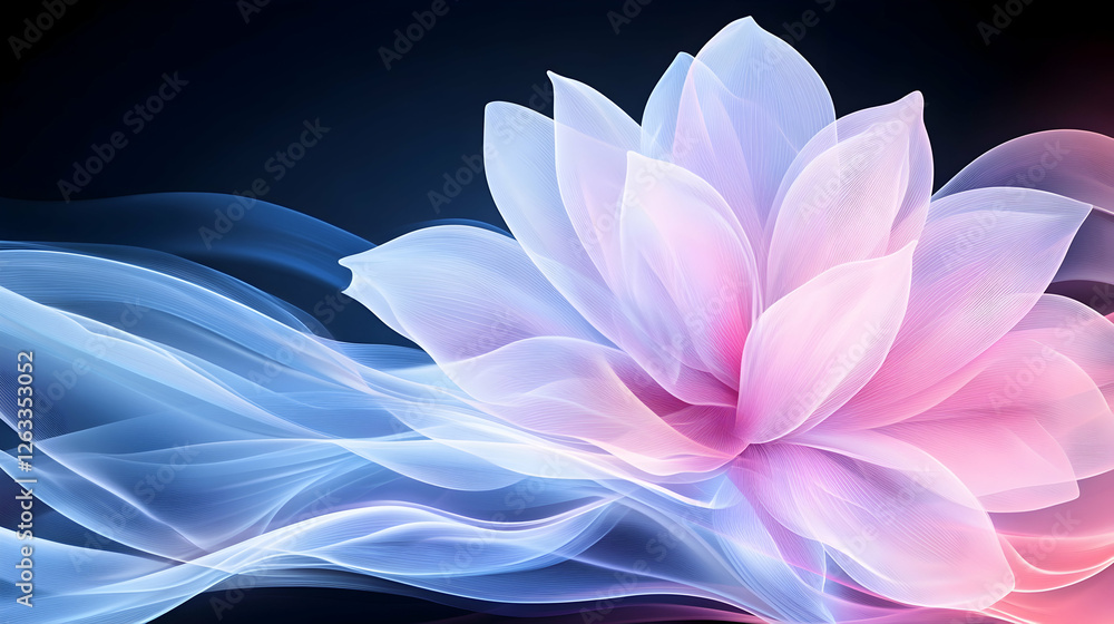 Fototapeta premium Abstract lotus flower blooms with smoke and light. Can be used for wall art. Generative AI