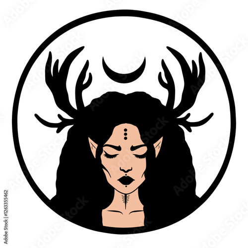 Dark Magic Goddess vector hand-drawn LOGO design base