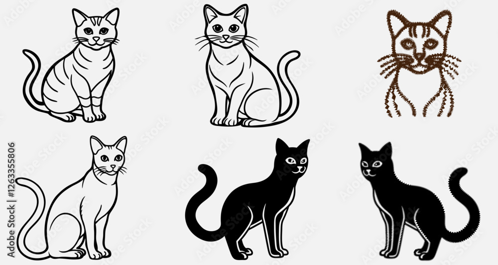 set of cats silhouettes set of cats silhouettes