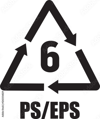 PS plastic recycling symbol, representing polystyrene for proper disposal, waste classification, and recycling efforts.