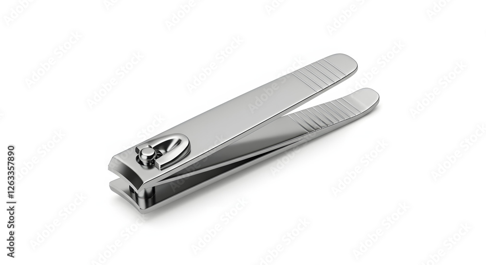 Simple Stainless Steel Nail Clipper on White Background Simple Stainless Steel Nail Clipper on White Background