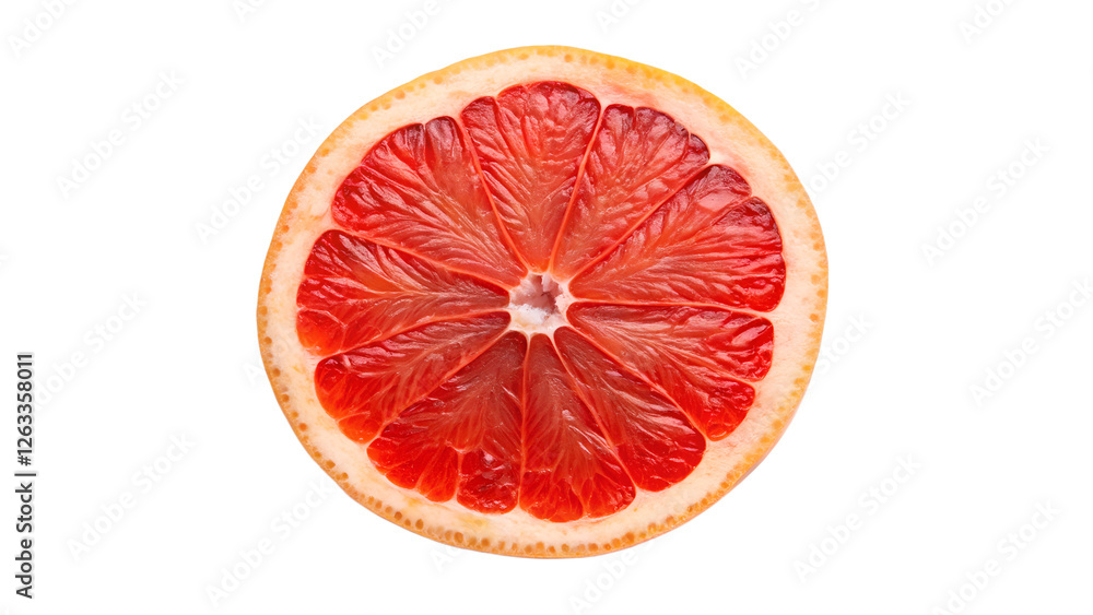 Top View of Red Grapefruit Isolated on White Background Top View of Red Grapefruit Isolated on White Background