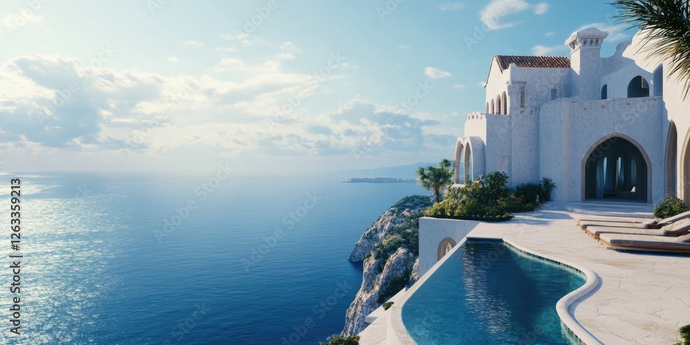 Obraz premium White building with pool