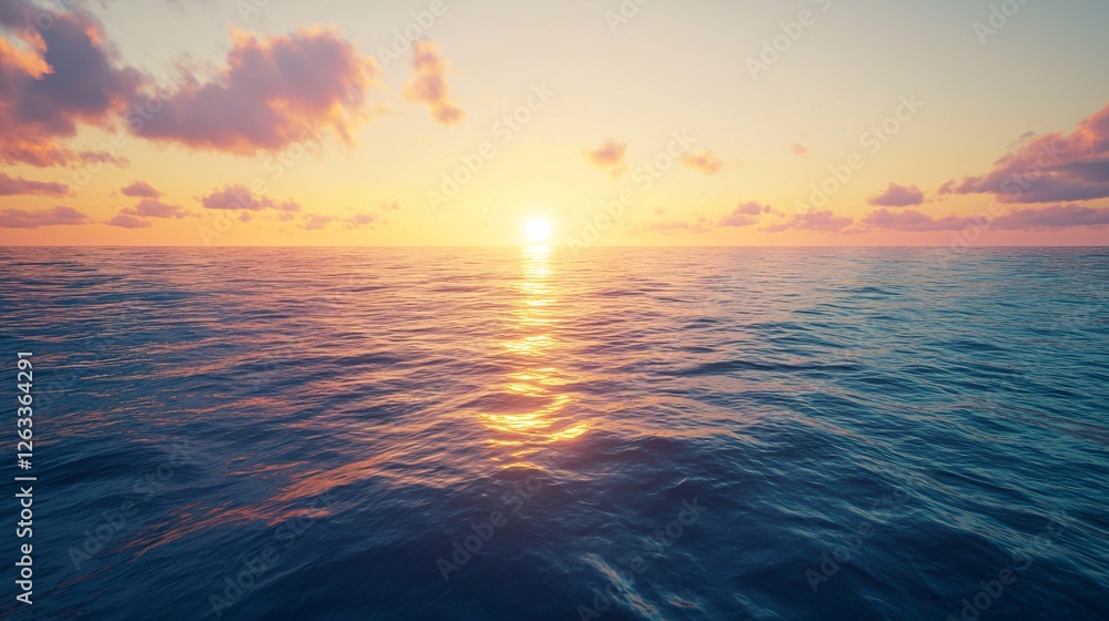 Obraz premium A Mesmerizing Sunset Over a Tranquil Blue Ocean