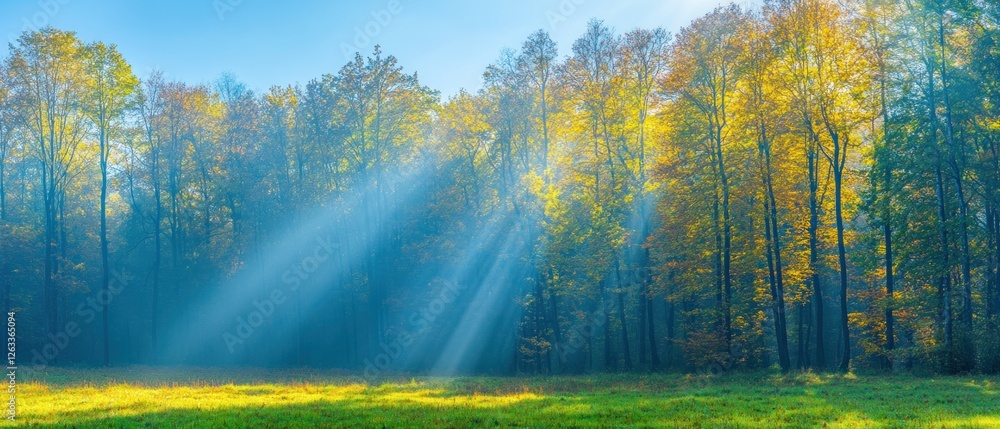 Fototapeta premium Autumnal Forest bathed in Sunlight