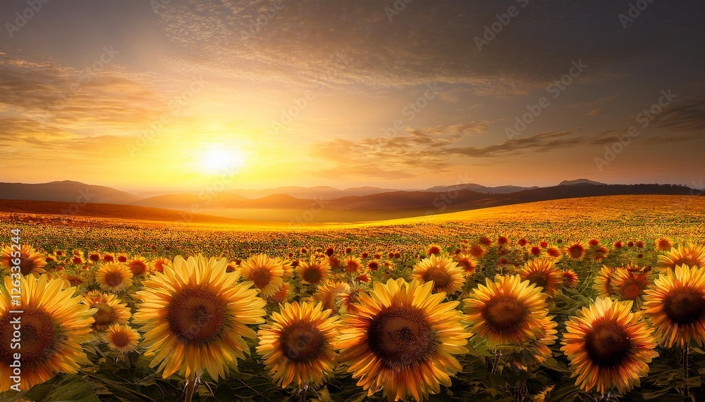 Obraz premium sunflower field at sunset