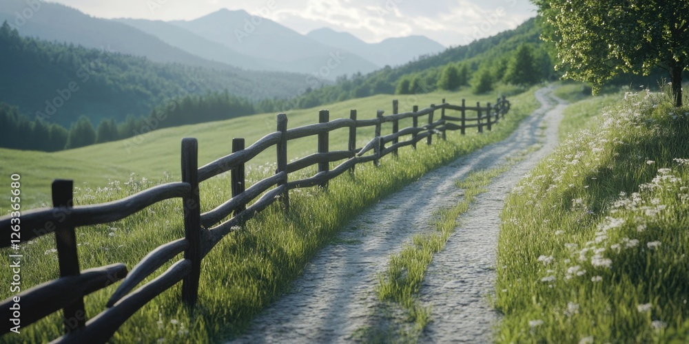 Fototapeta premium Dirt Road Next to Fence
