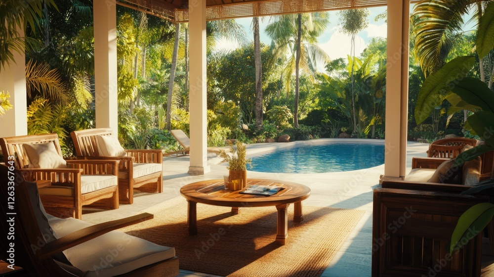 Fototapeta premium Living Room with Pool