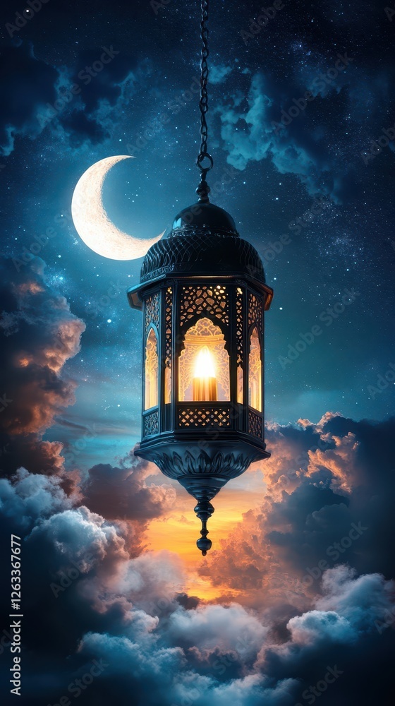 Islamic background with lantern and crescent moon place for text, ramadan Islamic background with lantern and crescent moon place for text, ramadan