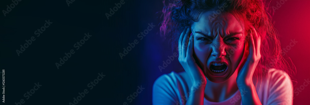 Angry, screaming and depressed crying girl in studio Angry, screaming and depressed crying girl in studio