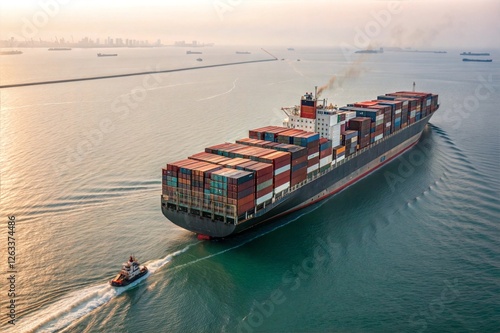 Massive Container Ship, Global Trade, Maritime Transport, Ocean Freight, Cargo Vessel, International