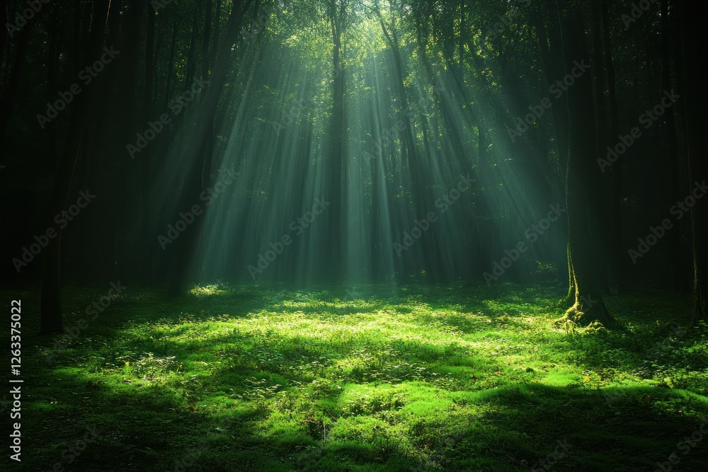 Fototapeta premium Sunbeams Illuminating a Mystical Forest