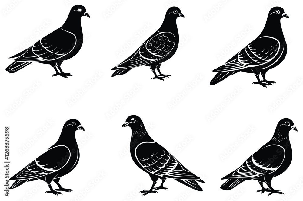 Fototapeta premium a pigeon silhouette vector illustration on white bg