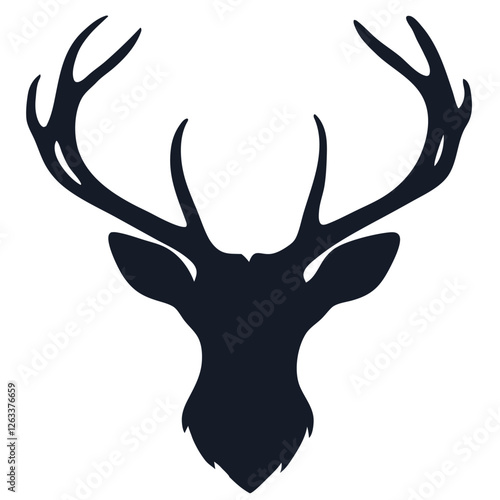 Dark silhouette of a stag's head with large antlers, conveying strength, wildness, and the beauty of nature, creating a striking visual statement