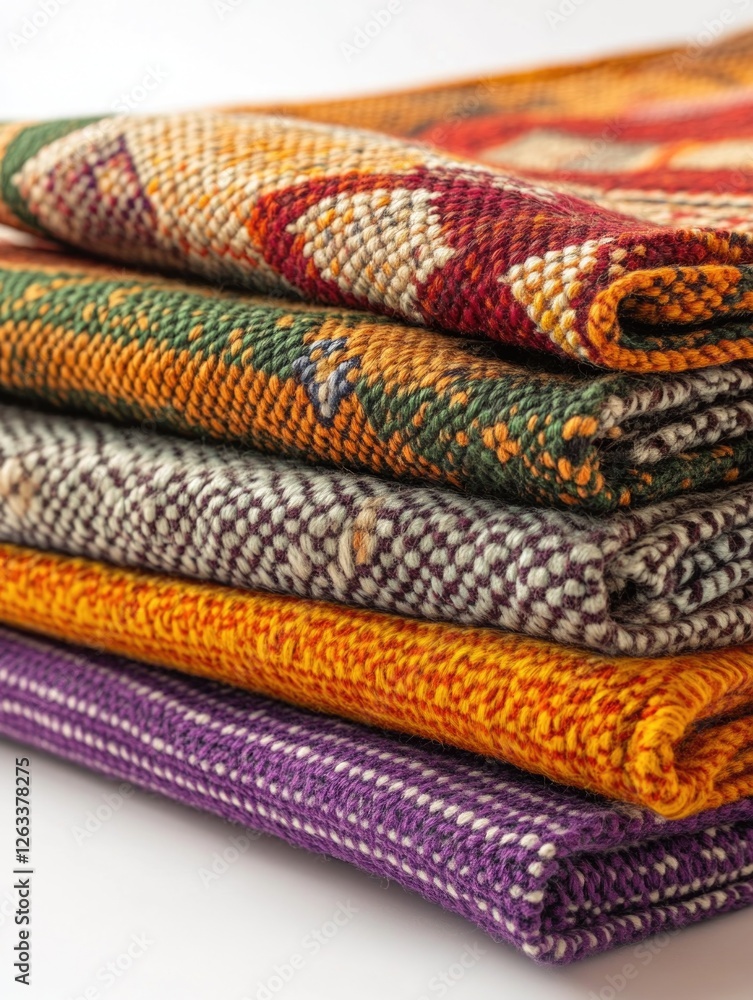 Stacked colorful blankets Stacked colorful blankets