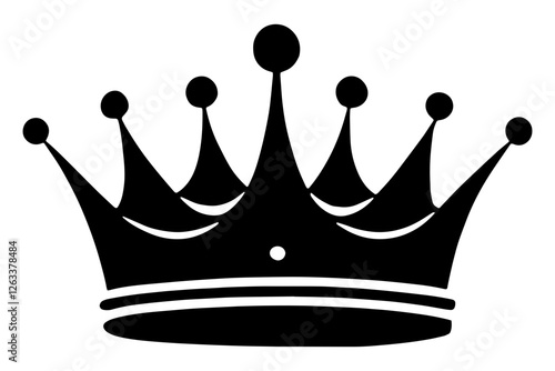 regal silhouette: black crown icon isolated on white background