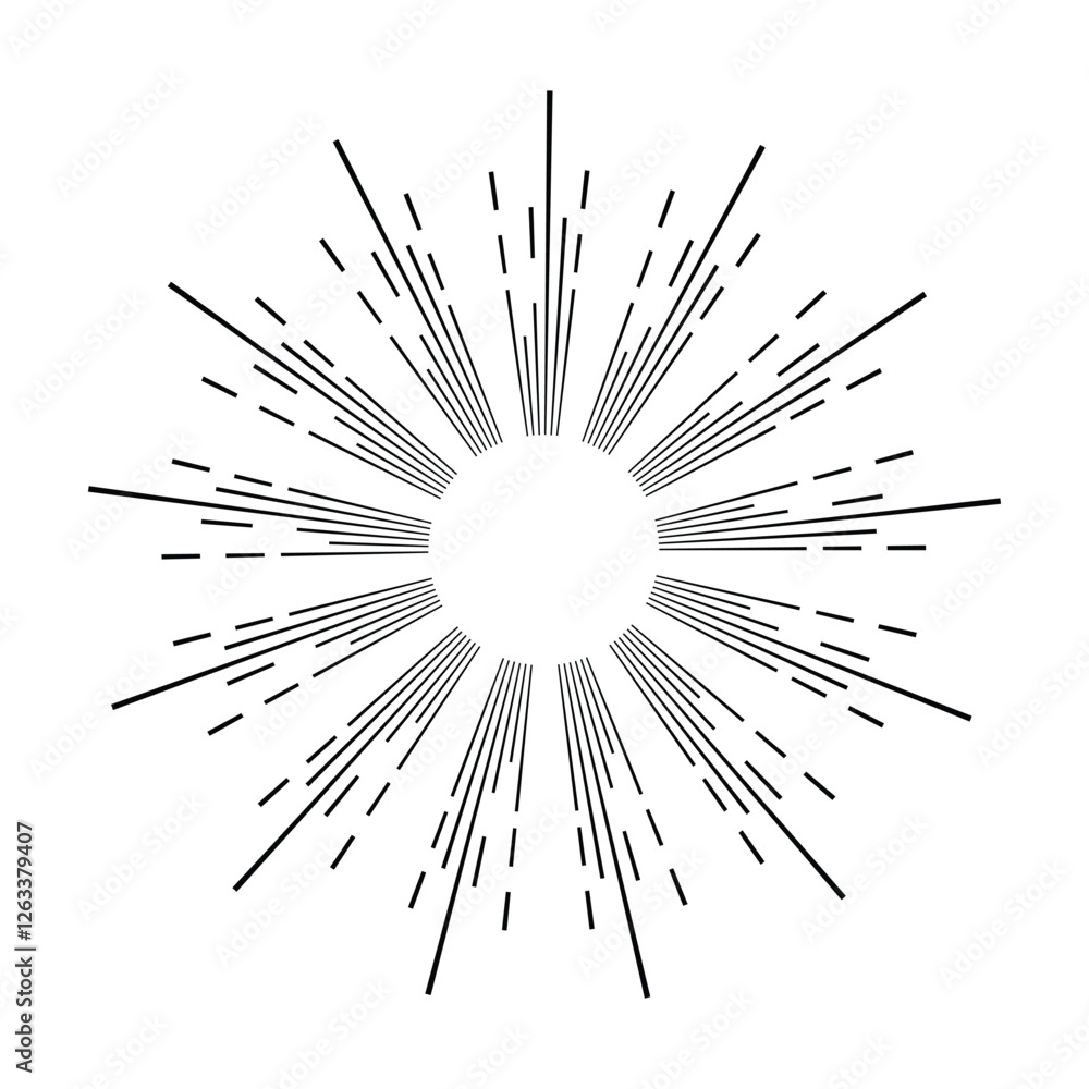 Obraz premium Sun icon, sunburst vector illustration element for design