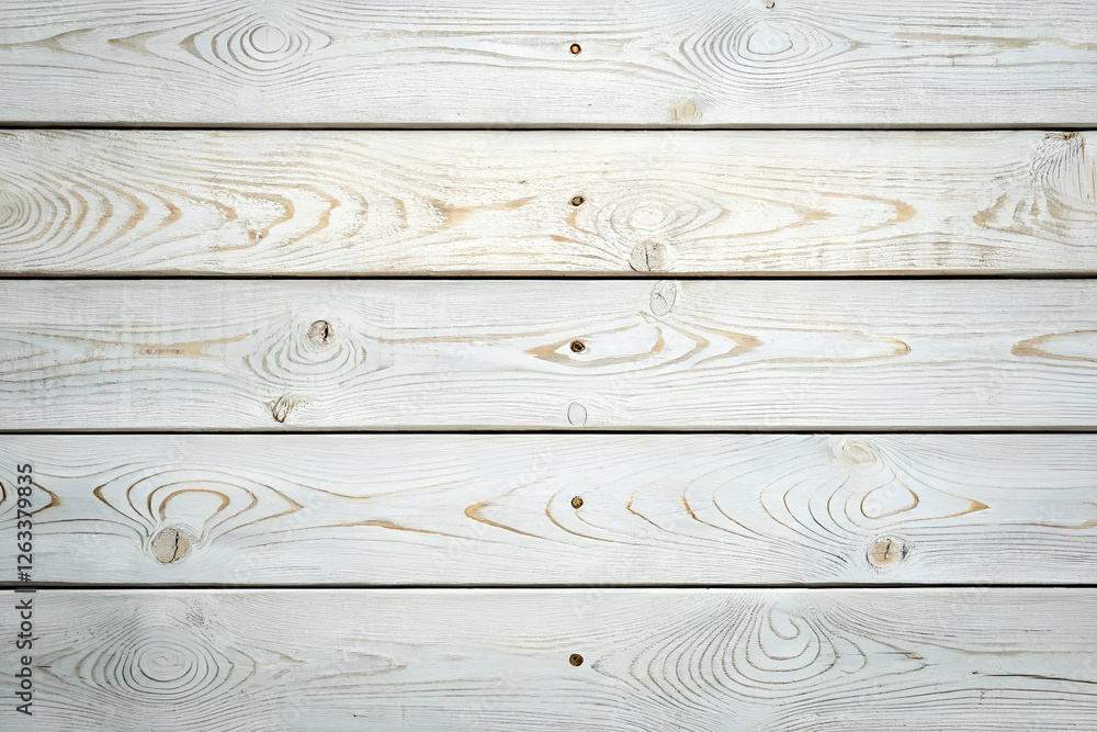 Naklejka premium Rustic White Wooden Plank Background With Texture And Grain Detailing. Wood