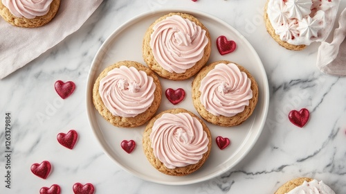 Beautiful Valentines backdrop with soft pink hues and scattered red hearts for a warm feel.