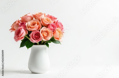 Wallpaper Mural Colorful bouquet of roses and peonies on white background. Torontodigital.ca