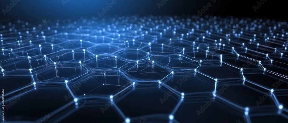 Obraz premium Abstract Digital Network: Hexagonal Grid of Light