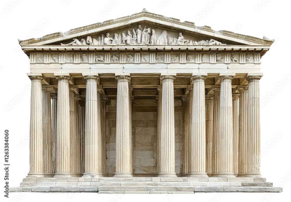 Obraz premium Ancient temple structure greece architecture historic front view isolated on transparent background