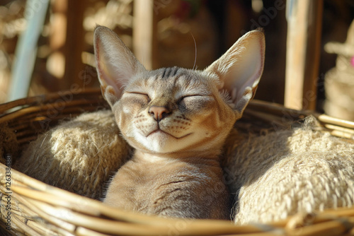 A charming German Rex cat l...