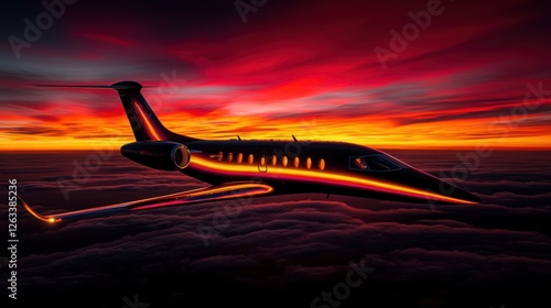 Embraer Private Jet Soaring Above the Clouds at Sunset photo