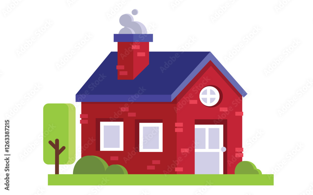 Fototapeta premium house emoji flat design vector illustration isolated white background