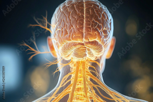 An anatomical illustration showcasing the abducent nerve in the human body photo