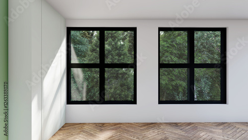 empty interior room shadow wall space background mock up architecture sunlight. empty home modern window light floor design apartment white house indoor. blank minimal concept backdrop bright clean.