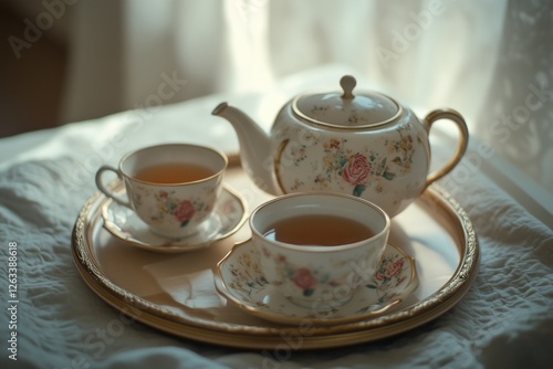 Wallpaper Mural Tea Pot with Cups Torontodigital.ca