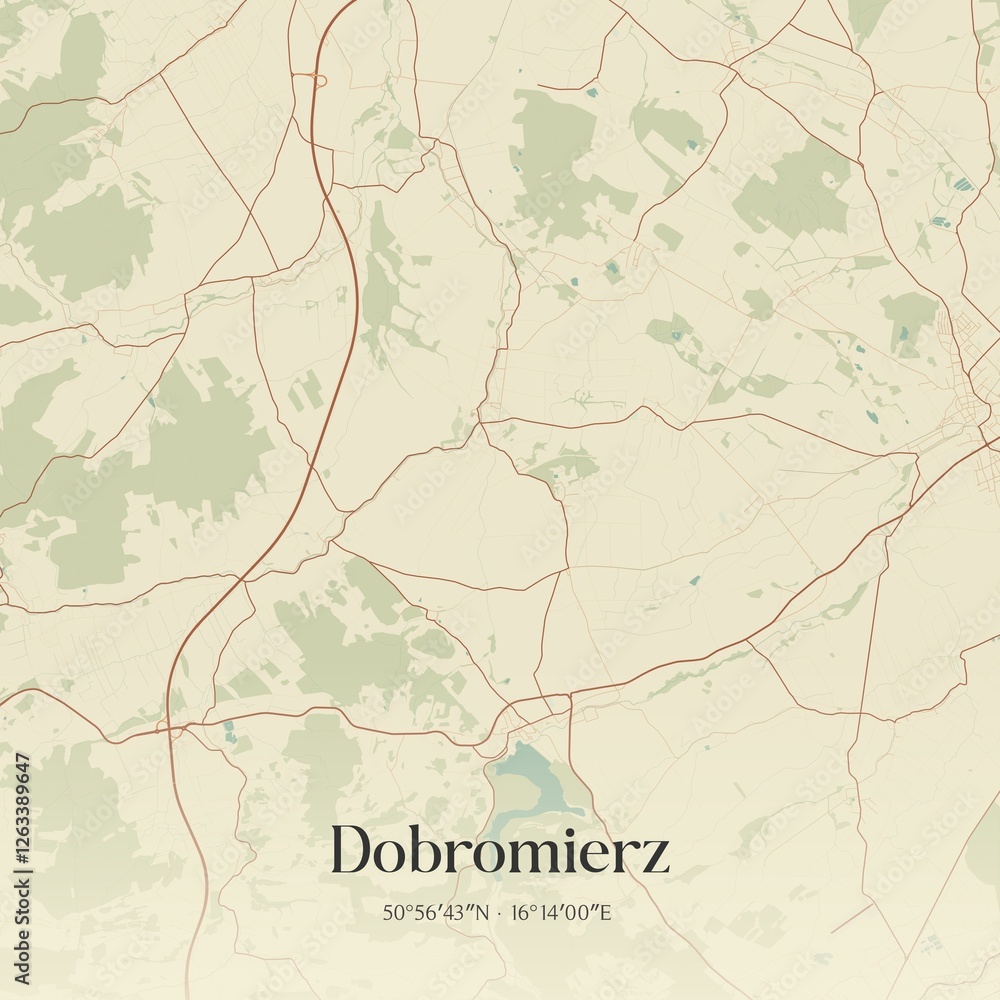 Fototapeta premium Vintage map of Dobromierz, Poland.