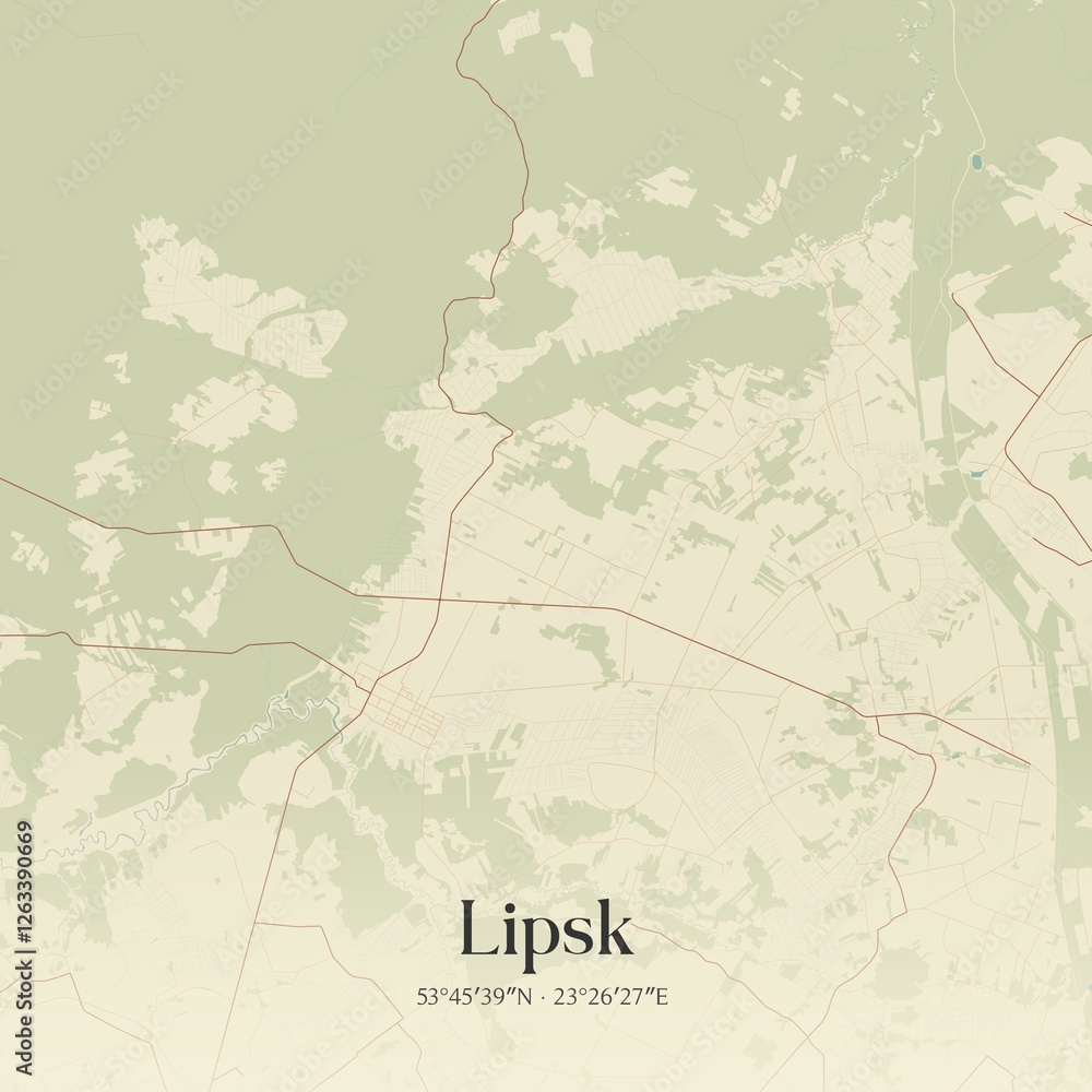 Fototapeta premium Vintage map of Lipsk, Poland.