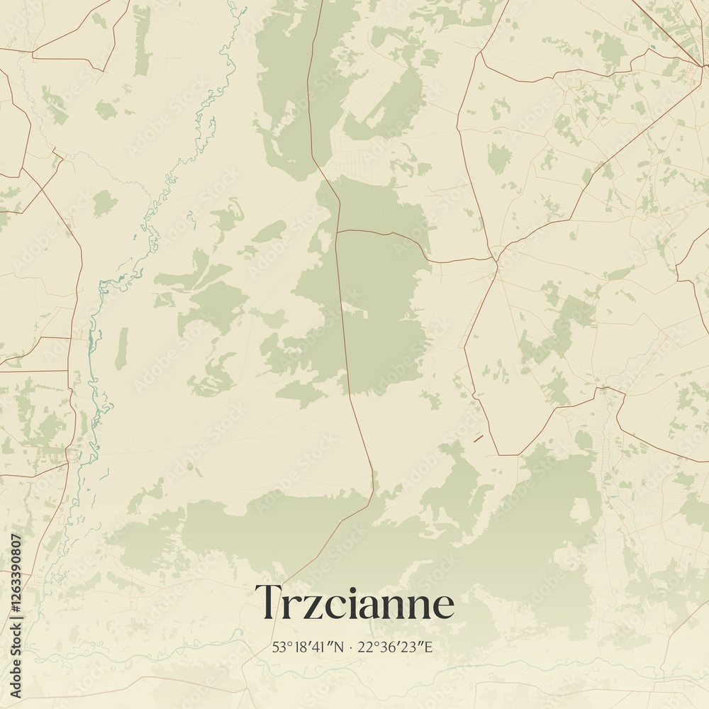Obraz premium Vintage map of Trzcianne, Poland.