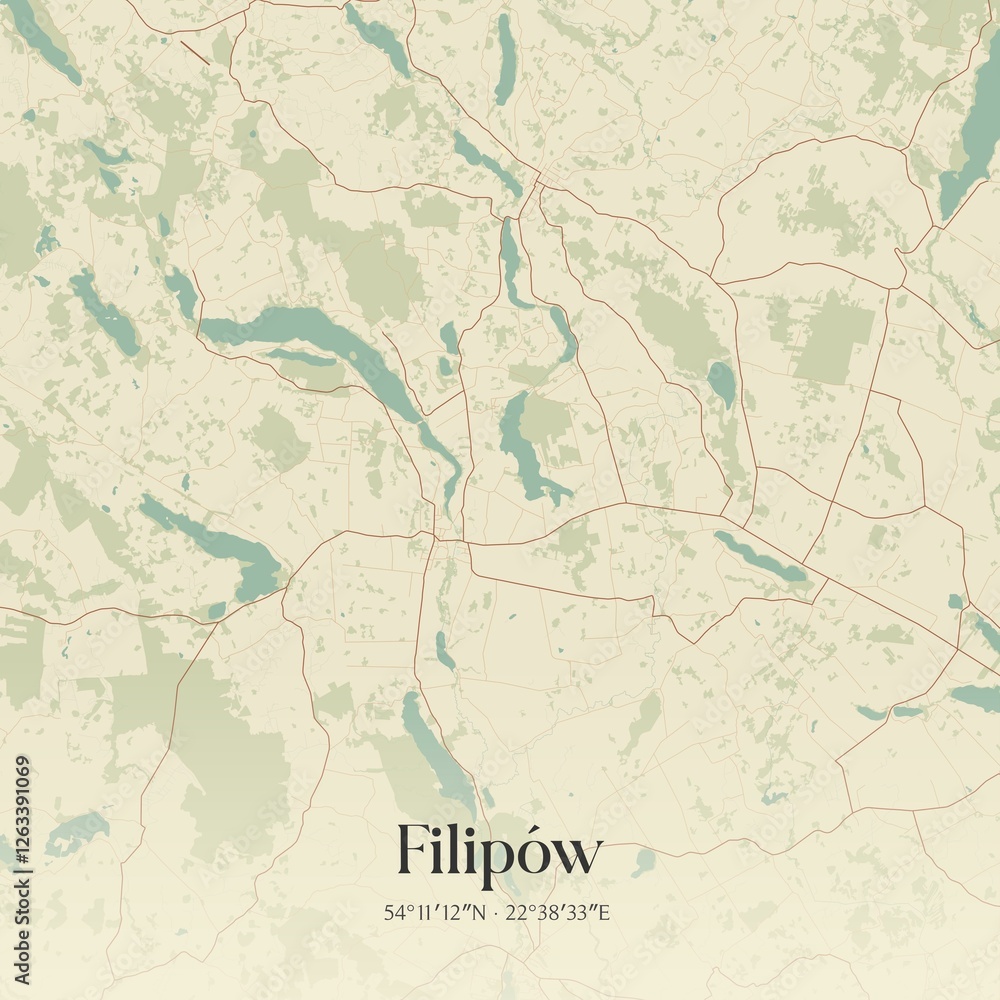 Naklejka premium Vintage map of Filipów, Poland.
