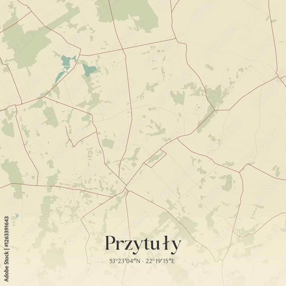 Naklejka premium Vintage map of Przytuly, Poland.