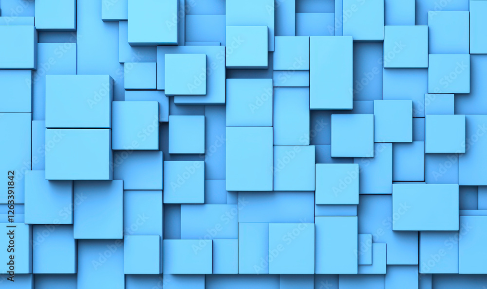 Abstract Blue Geometric Background with Various Sizes of 3D Cubes Piled Together Creating a Modern and Dynamic Visual Texture Abstract Blue Geometric Background with Various Sizes of 3D Cubes Piled Together Creating a Modern and Dynamic Visual Texture