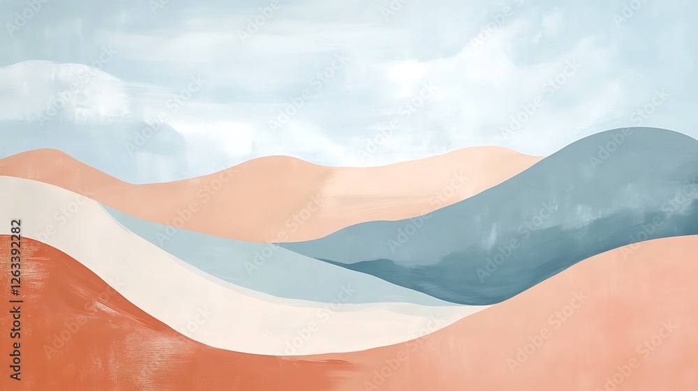 Abstract Pastel Hillscape Under a Cloudy Sky Abstract Pastel Hillscape Under a Cloudy Sky