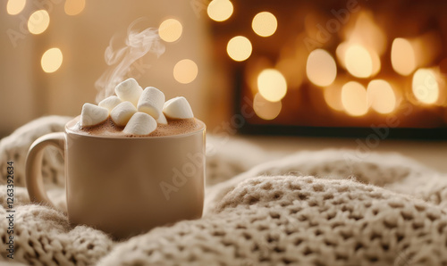 Wallpaper Mural Indulge in the Cozy Comfort of Hot Chocolate topped with Marshmallows: Perfect for Winter Relaxation by the Fireplace Torontodigital.ca