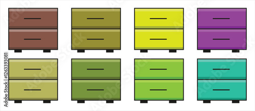 Illustrated set  of Bedside Table  in Bedroom Corner