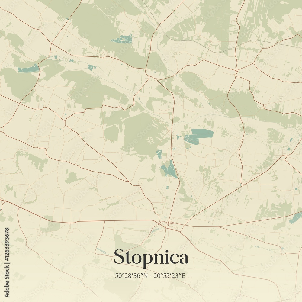 Fototapeta premium Vintage map of Stopnica, Poland.