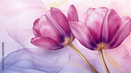 Tulipany, kwiatowe wiosenne tło, karta na życzenia z miejscem na tekst, generative ai  © Elżbieta Kaps