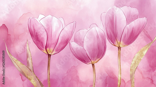 Tulipany, kwiatowe wiosenne tło, karta na życzenia z miejscem na tekst, generative ai  © Elżbieta Kaps