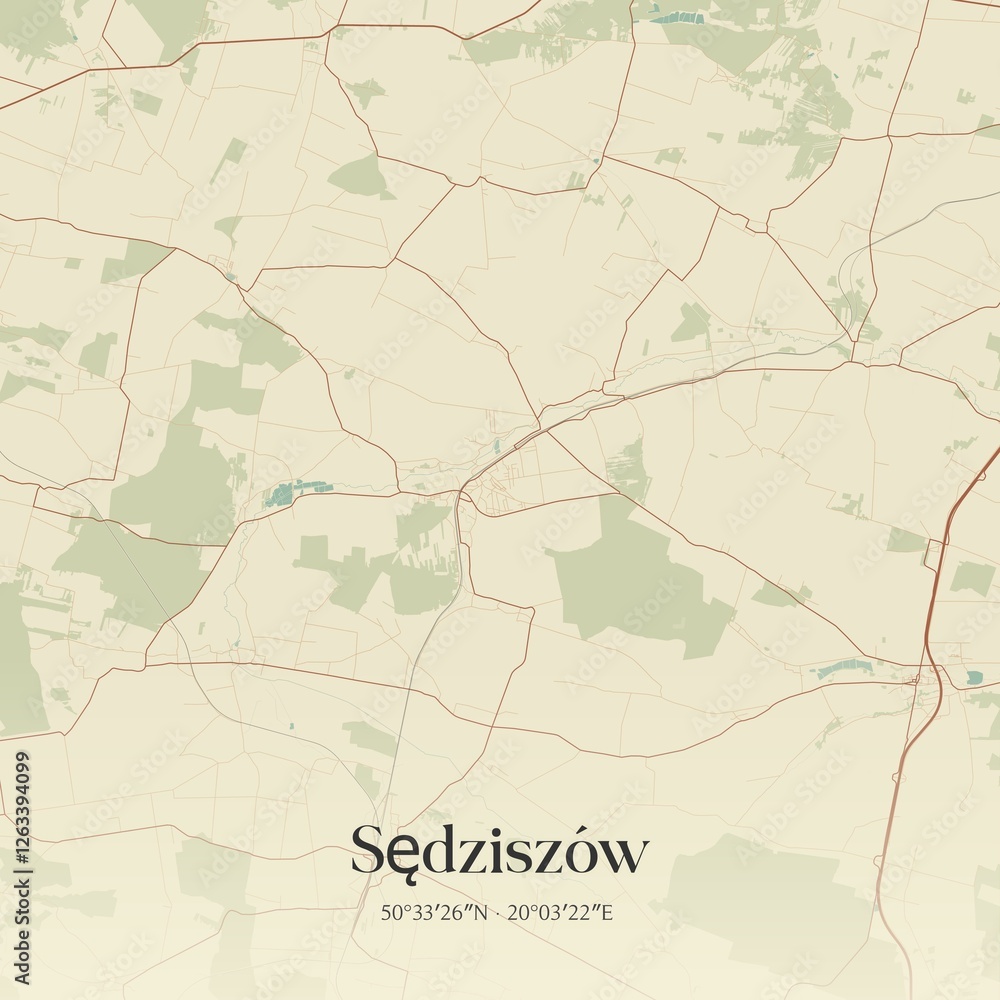 Obraz premium Vintage map of Sedziszów, Poland.