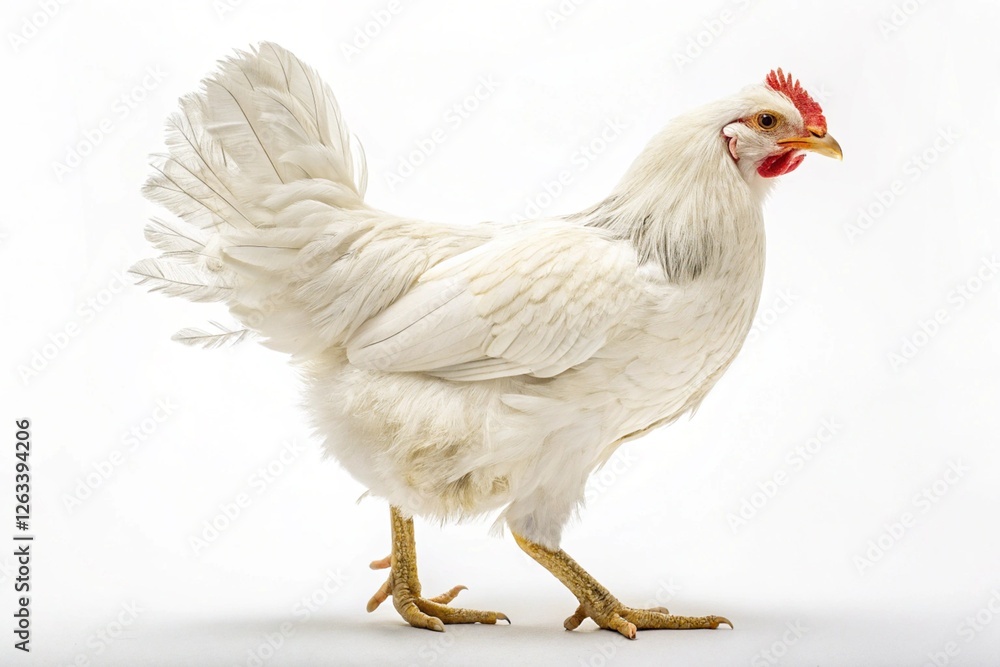 Fototapeta premium white Wyandotte hen chicken isolated on white background
