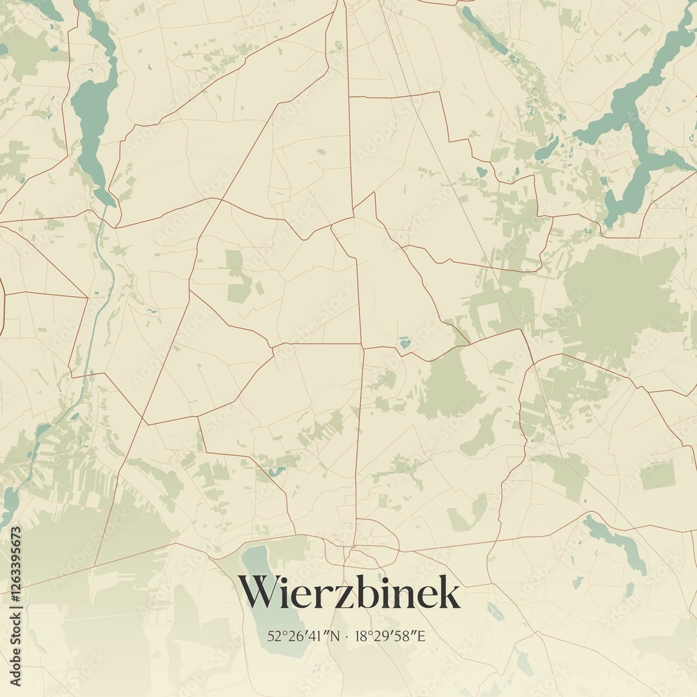 Fototapeta premium Vintage map of Wierzbinek, Poland.