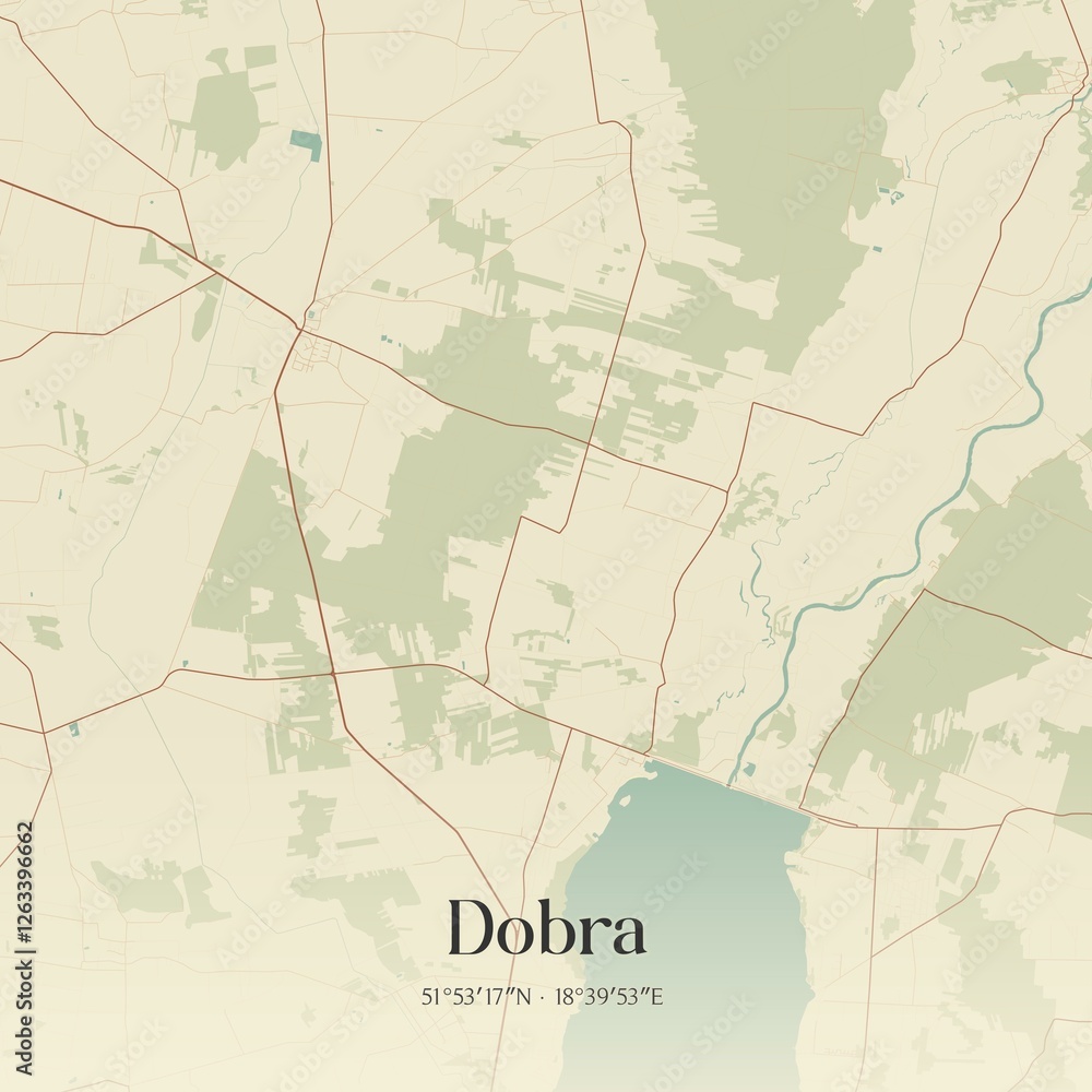 Fototapeta premium Vintage map of Dobra, Poland.